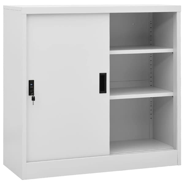 vidaXL Dokumentskåp med skjutdörr ljusgrå 90x40x90 cm stål grå
