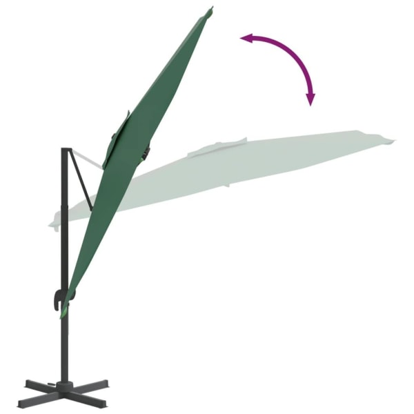 vidaXL Frihängande parasoll LED grön 400x300 cm Grön
