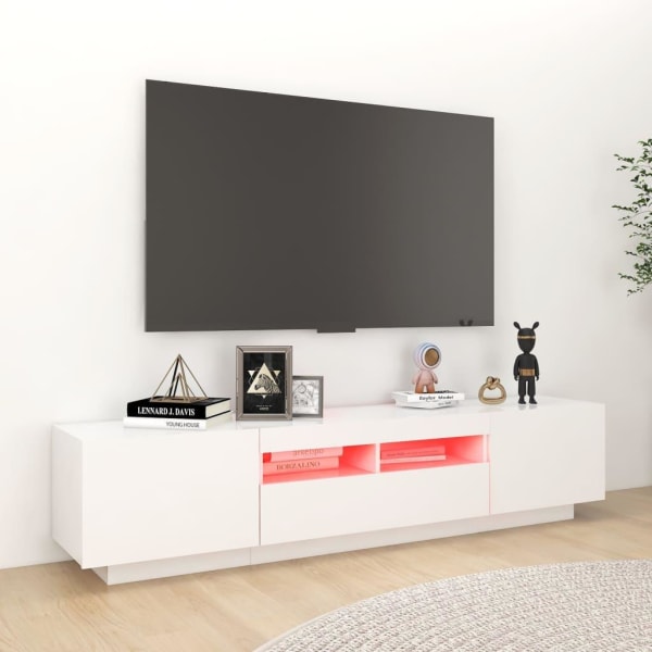 vidaXL TV-bänk med LED-belysning vit 180x35x40 cm Vit