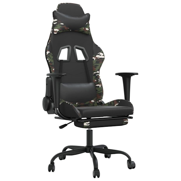 vidaXL Gamingstol med massage och fotstöd svart kamouflage konstläder Grön