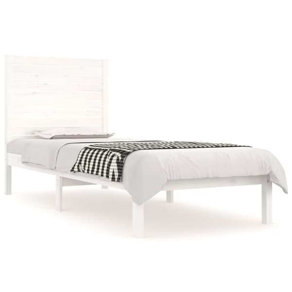 vidaXL Sängram vit massivt trä 75x190 cm Vit