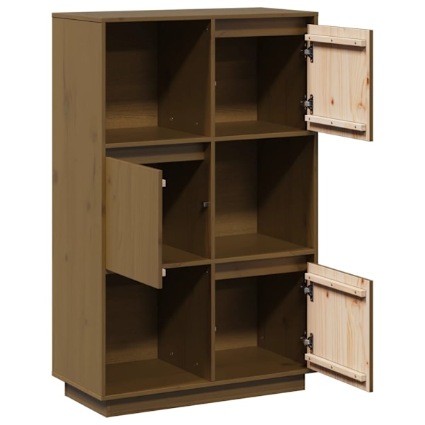 vidaXL Högskåp honungsbrun 74x35x117 cm massiv furu Brun