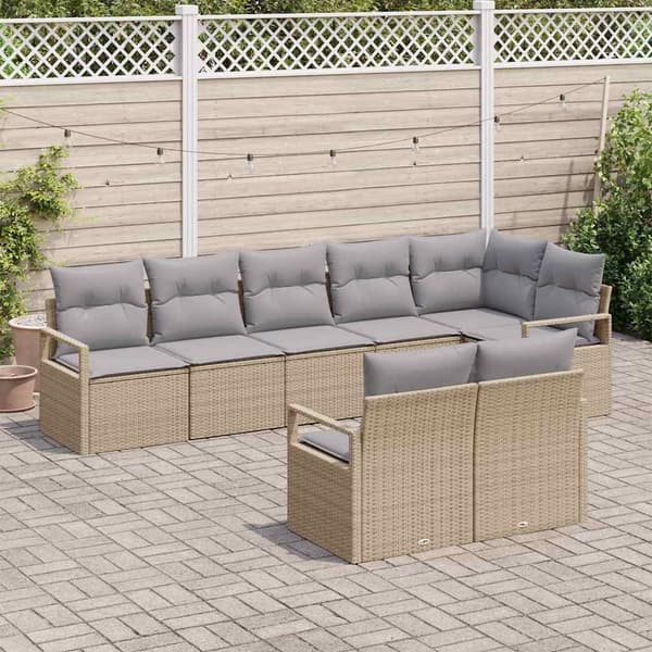 vidaXL Soffset 8 pcs Beige konstrotting Beige