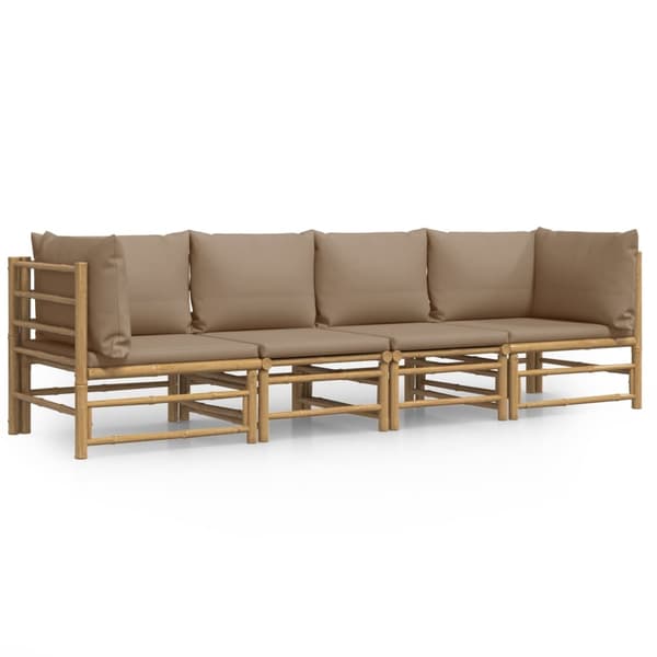 vidaXL Loungegrupp 4 delar taupe dynor bambu Brun