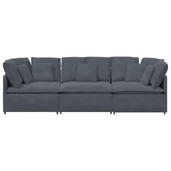 vidaXL Modulsoffa med dynor sammet mörkgrå Grå