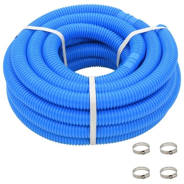 vidaXL Poolslang med klämmor 38 mm12 m blå Blå