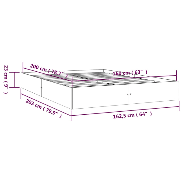 vidaXL Sängram vit massivt trä 160x200 cm Vit