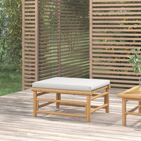 vidaXL Pall för trädgården med ljusgrå dyna bambu Grå