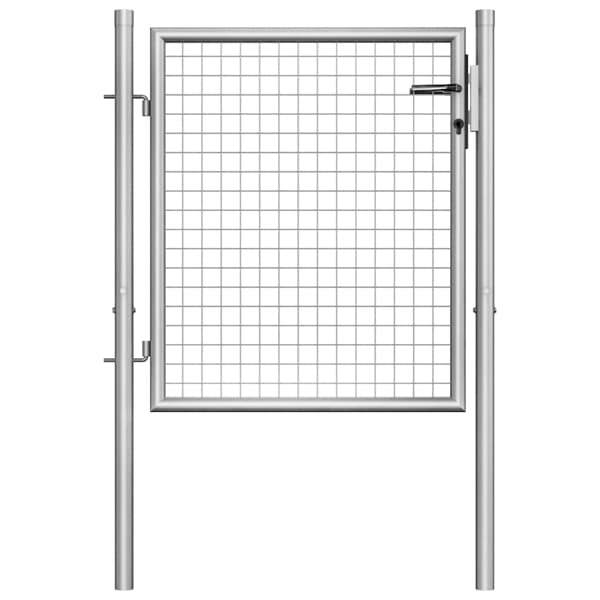 vidaXL Trädgårdsgrind galvaniserat stål 105x75 cm silver Silver