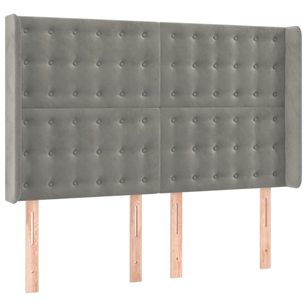 vidaXL Sänggavel med kanter ljusgrå 147x16x118/128 cm sammet Grå