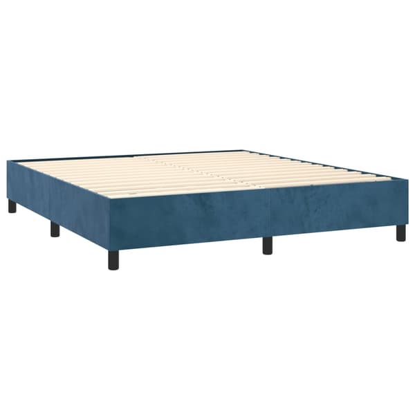vidaXL Ramsäng med madrass mörkblå 160x200 cm sammet Blå