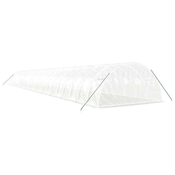 vidaXL Växthus med stålram vit 96 m² 24x4x2 m Vit
