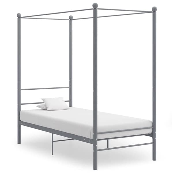 vidaXL Himmelsäng grå metall 90x200 cm grå