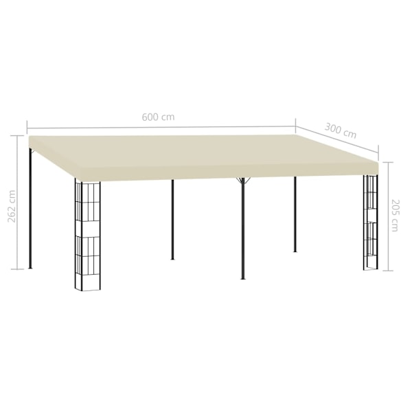 vidaXL Väggmonterad paviljong 3x6 m gräddvit tyg Creme