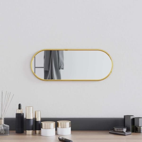 vidaXL Väggspegel guld 40x15 cm oval Guld