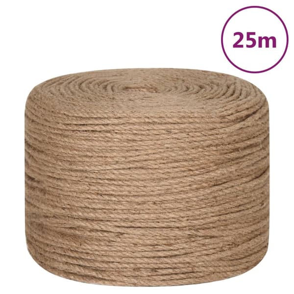 vidaXL Juterep 25 m lång 6 mm tjock Brun