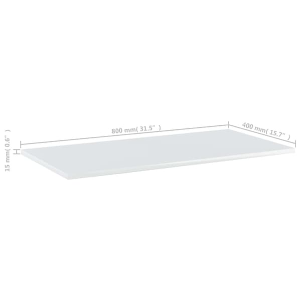 vidaXL Hyllplan 8 st vit högglans 80x40x1,5 cm konstruerat trä Vit
