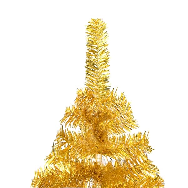 vidaXL Belyst plastgran med kulor guld 150 cm PET Guld