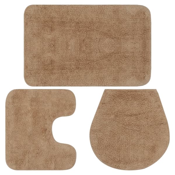 vidaXL Badrumsmattor 3 st tyg beige Beige