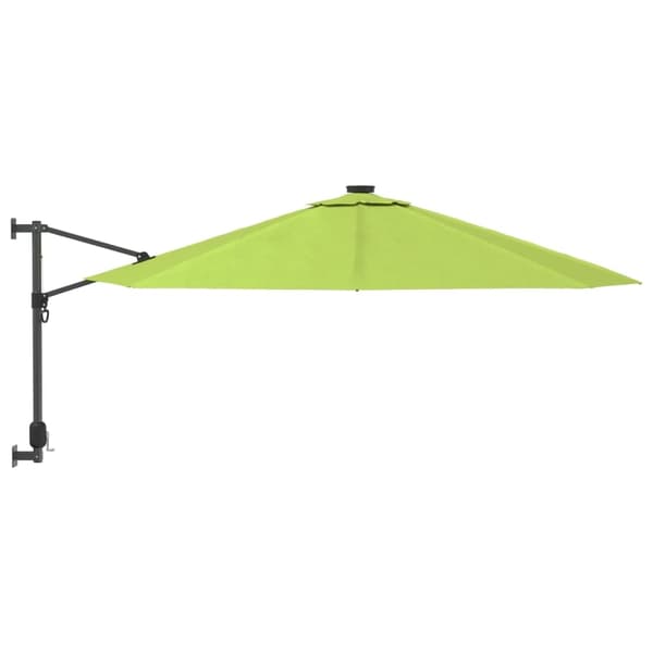 vidaXL Väggmonterat parasoll med LED-lampor äppelgrön 290 cm Grön