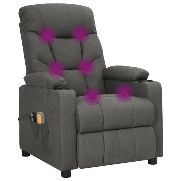vidaXL Elektrisk massagefåtölj mörkgrå tyg Grå
