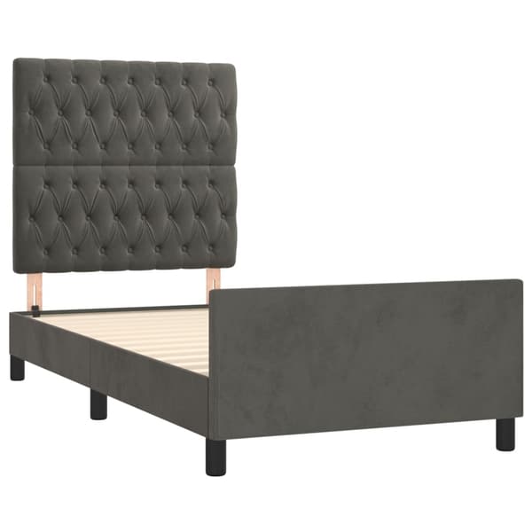 vidaXL Sängram utan madrass mörkgrå 90x190 cm sammet Grå