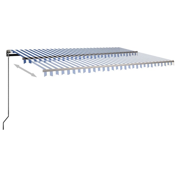 vidaXL Automatisk markis med vindsensor & LED 500x350 cm blå och vit Blå