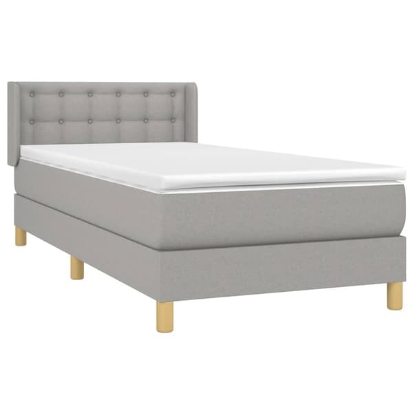 vidaXL Ramsäng med madrass ljusgrå 90x190 cm tyg Grå