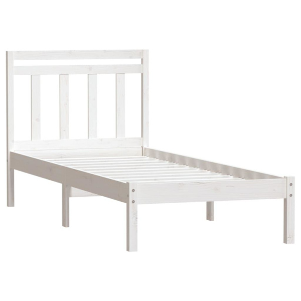 vidaXL Sängram massiv furu 90x190 cm vit Vit