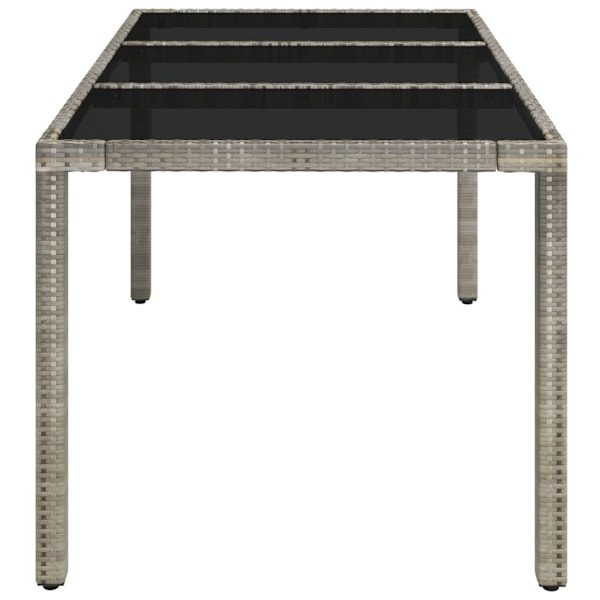 vidaXL Trädgårdsbord med glasskiva grå 150x90x75 cm konstrotting Grå