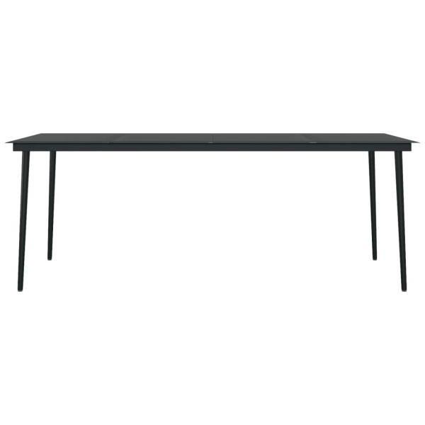 vidaXL Trädgårdsbord svart 200x100x74 cm stål och glas Svart