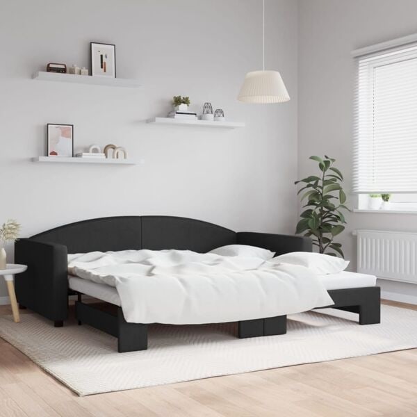 vidaXL Dagbädd utdragbar svart 100x200 cm tyg Svart
