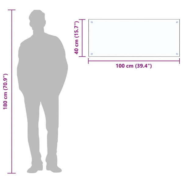 vidaXL Stänkskydd transparent 100x40 cm härdat glas Transparent
