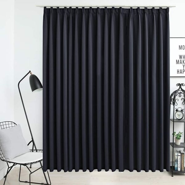 vidaXL Mörkläggningsgardin med krokar svart 290x245 cm Svart