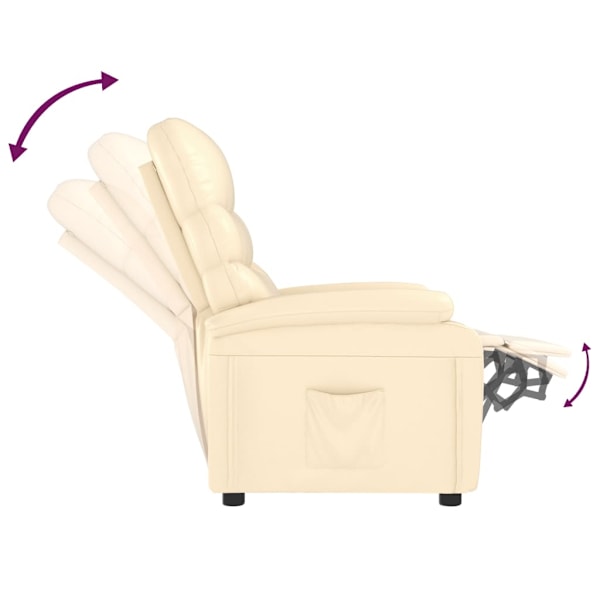 vidaXL Reclinerfåtölj gräddvit konstläder Creme