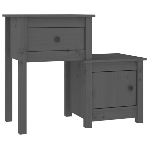 vidaXL Sängbord grå 79,5x38x65,5 cm massiv furu Grå