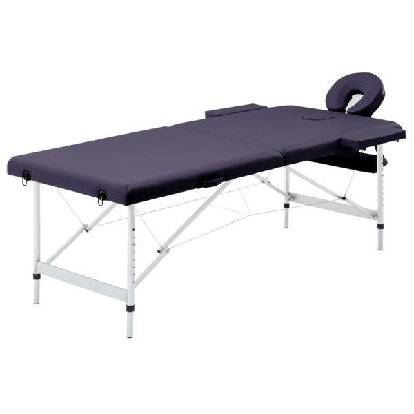 vidaXL Hopfällbar massagebänk 2 sektioner aluminium lila Lila