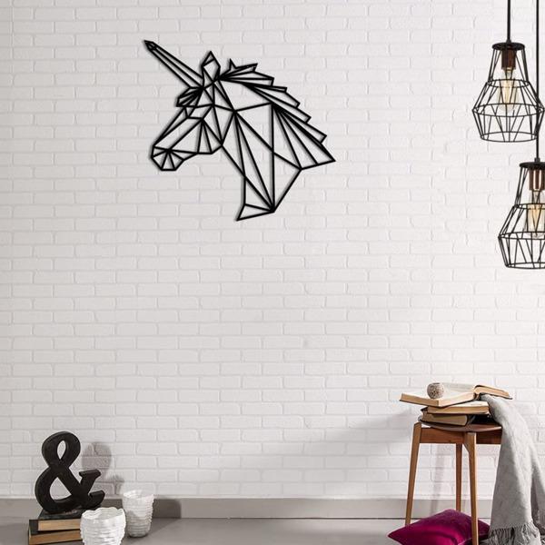 Homemania Väggdekoration Unicorn 53x50 cm svart stål Svart