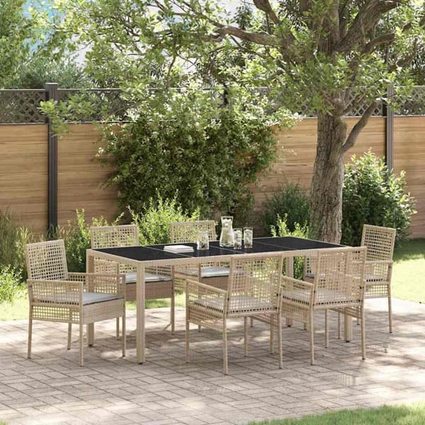 vidaXL Trädgårdsmöbelset 7 st Beige konstrotting Beige