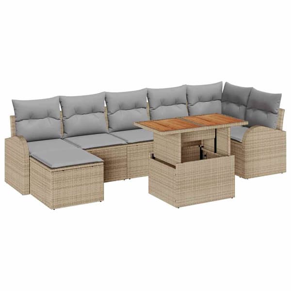 vidaXL Trädgårdsoffset 8 st beige och ljusgrå Beige