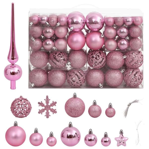 vidaXL Julgranskulor 111 delar rosa polystyren Rosa