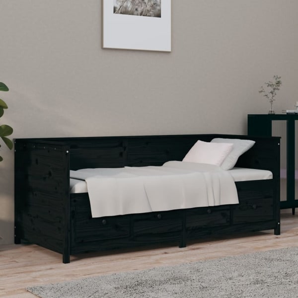 vidaXL Dagbädd svart 100x200 cm massiv furu Svart