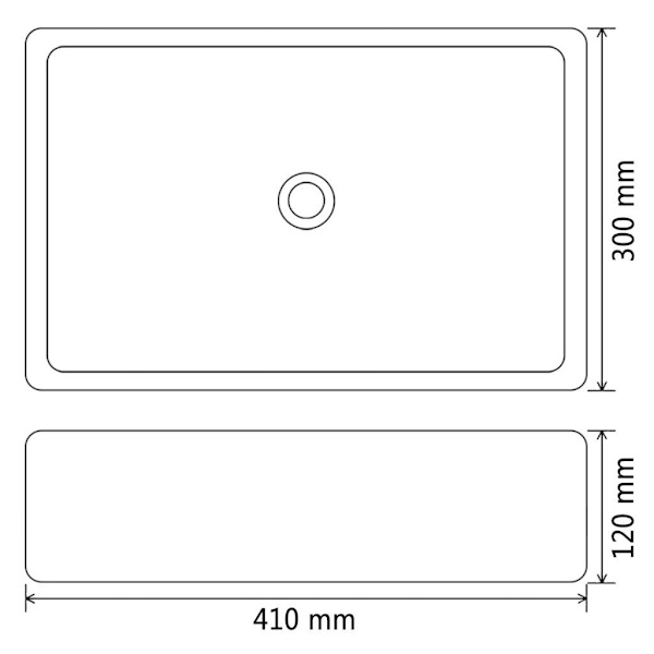vidaXL Handfat keramik rektangulär svart 41x30x12 cm Svart