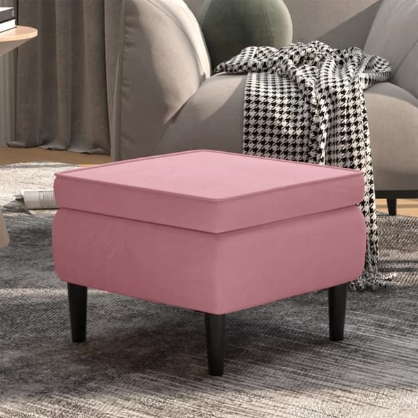 vidaXL Pall med träben rosa sammet Rosa