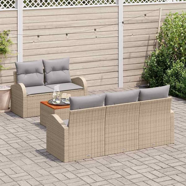 vidaXL Trädgårdsoffset 6 st Beige konstrotting Beige