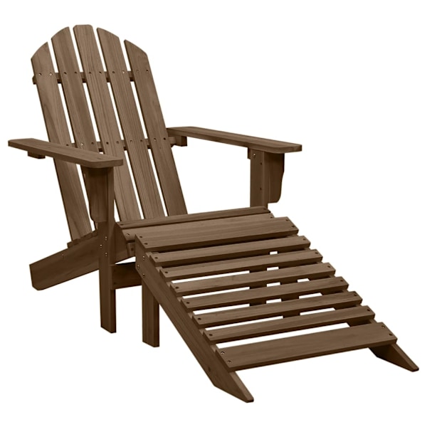 vidaXL Adirondackstol med fotpall och bord massivt granträ brun Brun