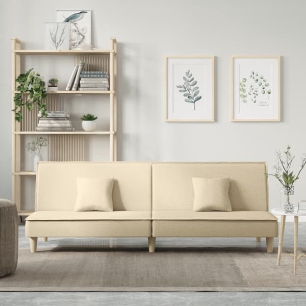 vidaXL Bäddsoffa gräddvit tyg Kräm