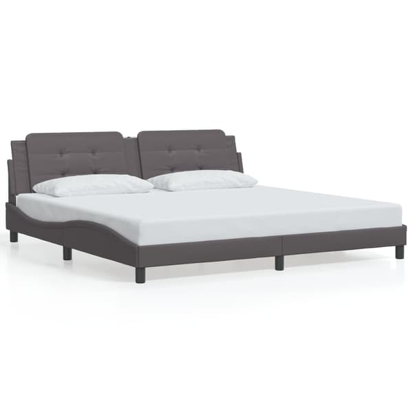 vidaXL Sängram med LED-belysning grå 200x200 cm konstläder Grå