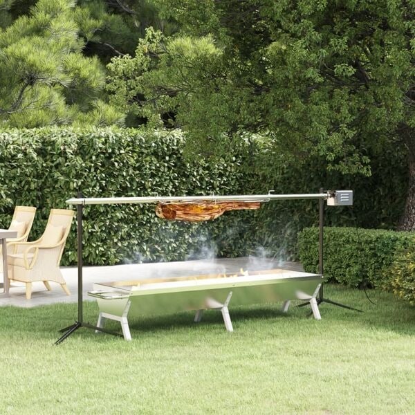 vidaXL Grillbricka silver 158x42x31 cm rostfritt stål Silver
