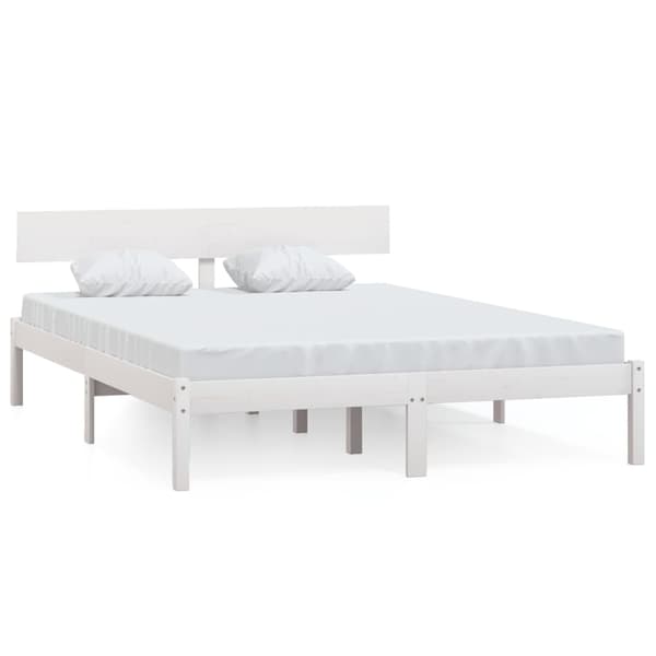 vidaXL Sängram vit massiv furu 150x200 cm Vit